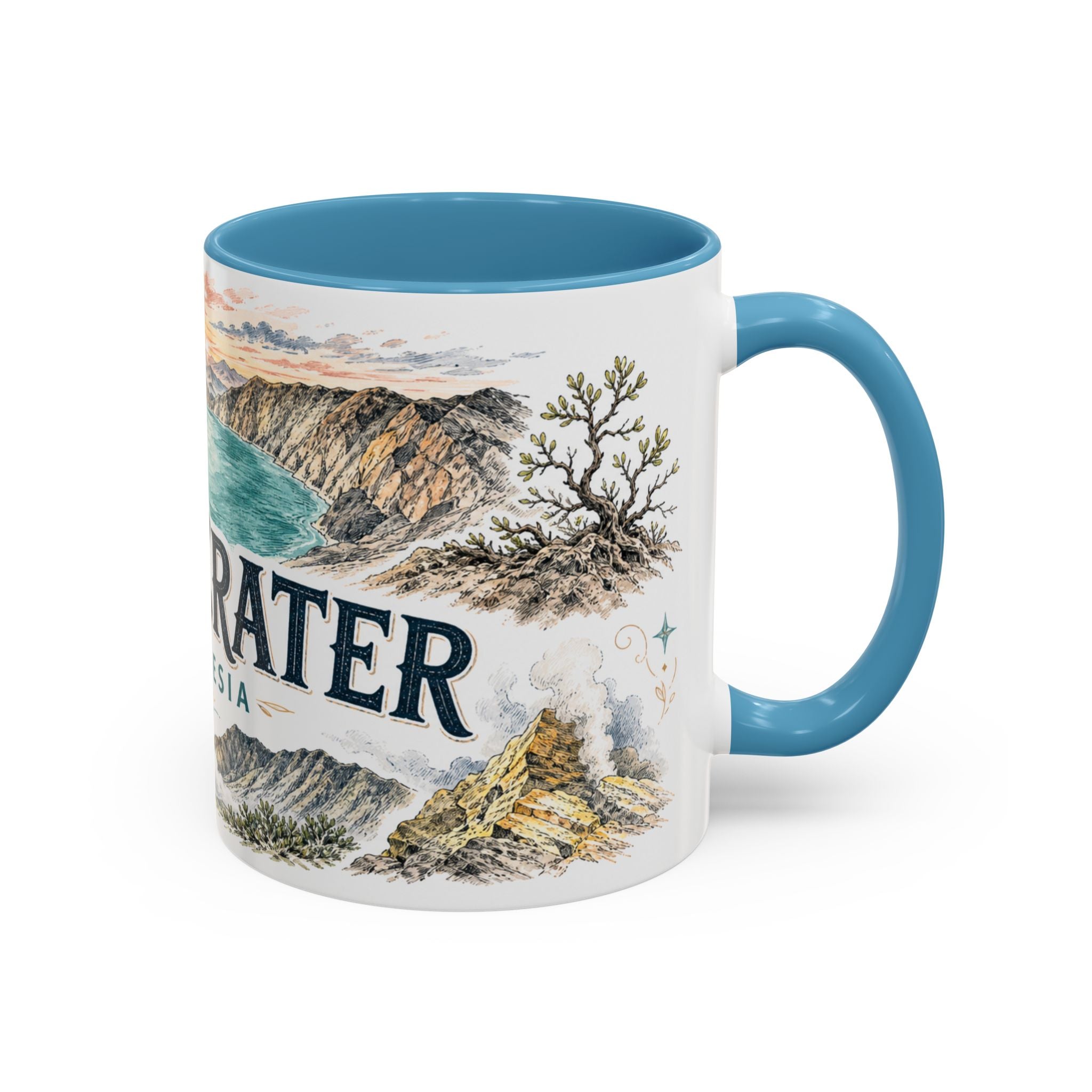 Ijen Crater Mug, Indonesia Travel Souvenir, Bucket List Gift, Accent Ceramic Coffee Mug 11oz 15oz