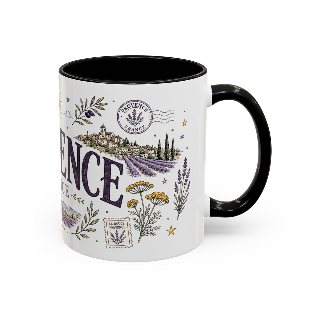 Provence Coffee Mug | Travel Destination Souvenir Gift | Accent Color Ceramic 11oz 15oz