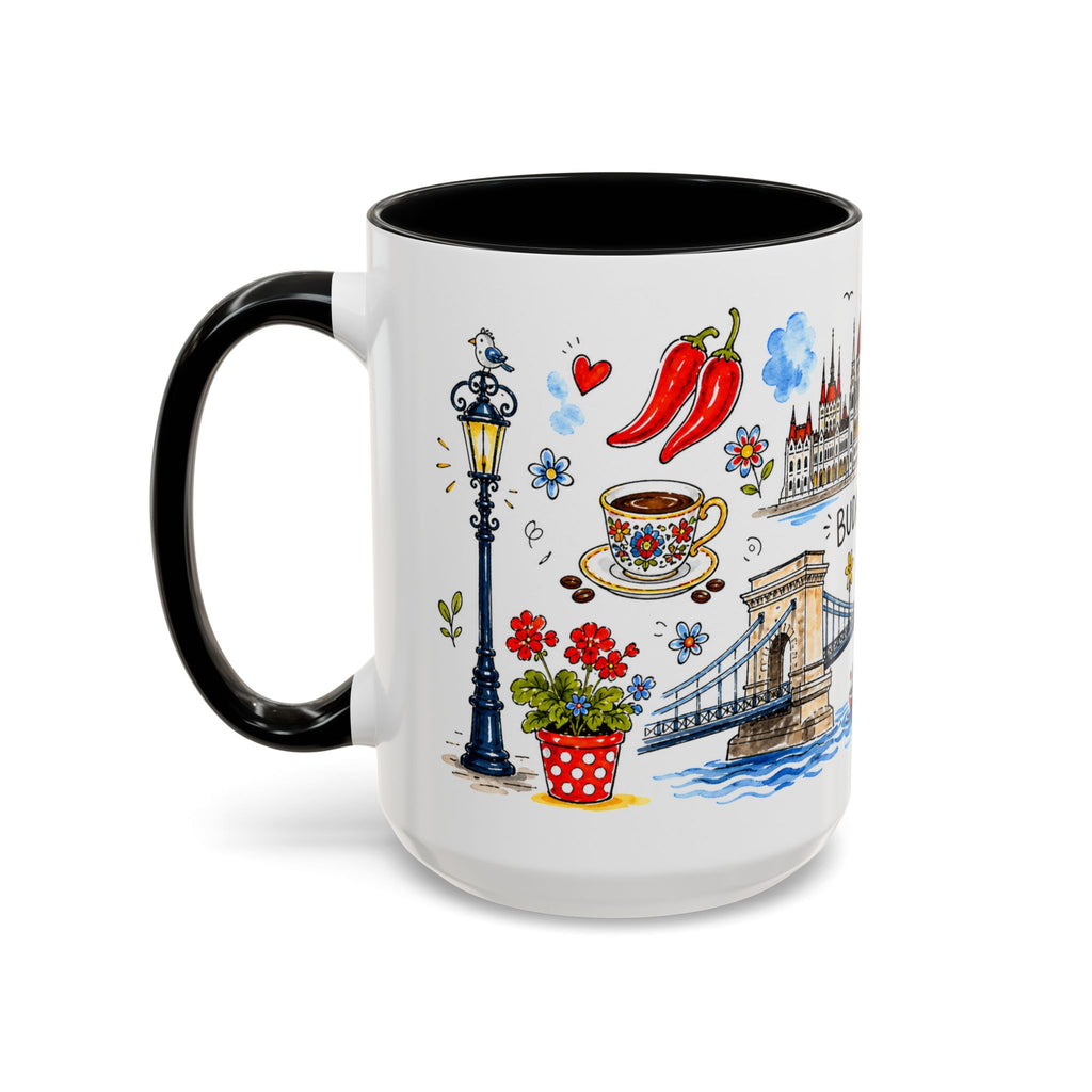 Budapest Travel Mug | European City Souvenir Accent Coffee Mug | 11oz 15oz Ceramic Cup
