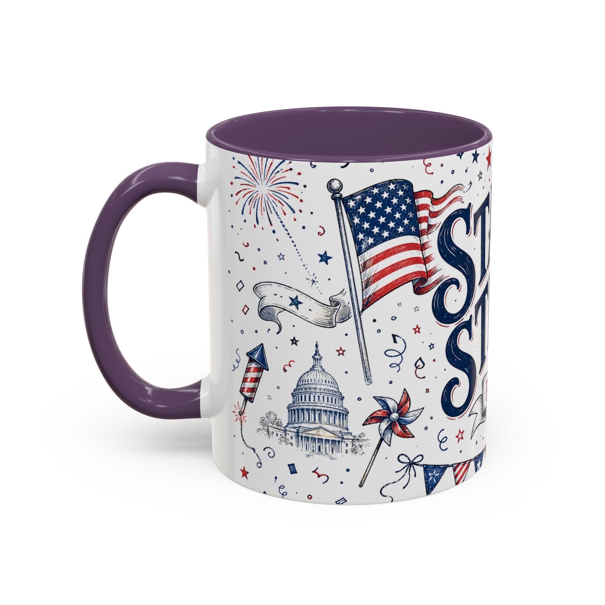 Stars and Stripes Forever Coffee Mug | Patriotic 4th of July Gift | Accent Color Ceramic 11oz 15oz