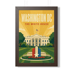 Washington DC White House United States Framed Poster | Vintage Travel Wall Art | Black Walnut White Frame | 16x24 20x30