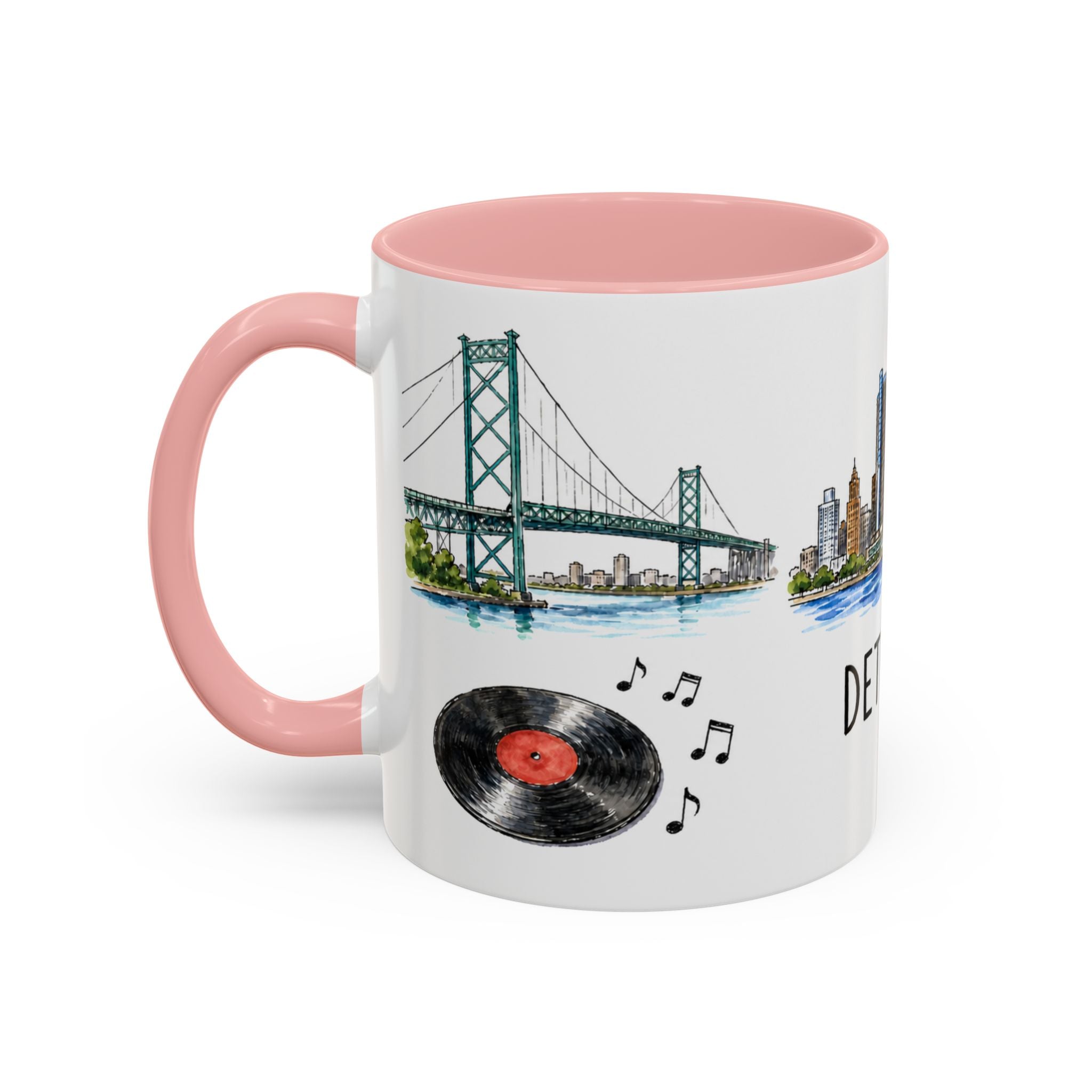 Detroit Illustrated Travel Mug | City Souvenir Accent Coffee Mug | 11oz 15oz Ceramic Cup