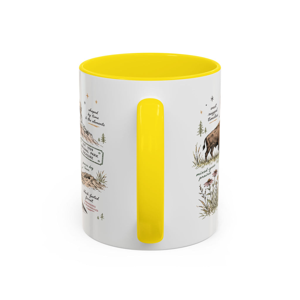 Badlands National Park Coffee Mug | South Dakota Prairie Fossil Hiking Gift | Accent Color Ceramic 11oz 15oz