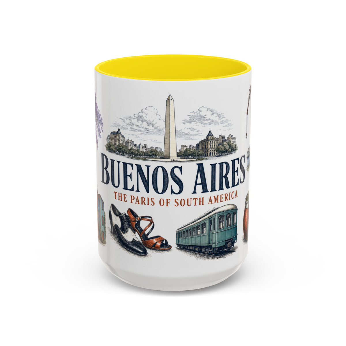 Buenos Aires Coffee Mug | Argentina Travel Souvenir | Vintage Illustrated City Gift | 11 oz 15 oz Accent Mug