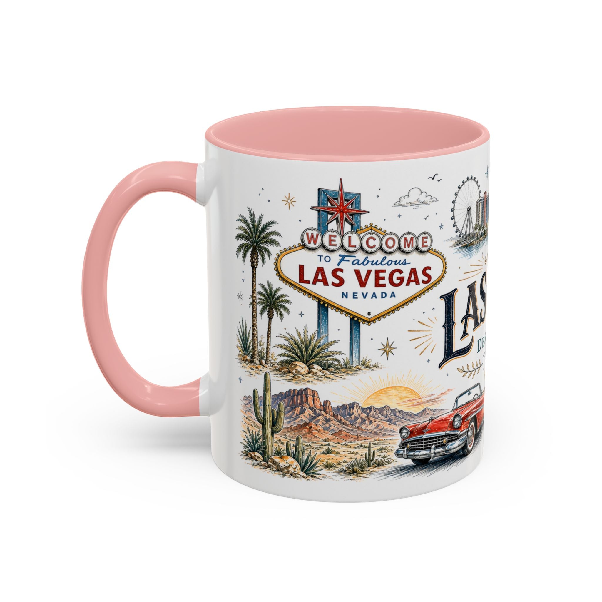Las Vegas Coffee Mug | United States Travel Souvenir | Vintage Illustrated City Gift | 11 oz 15 oz Accent Mug