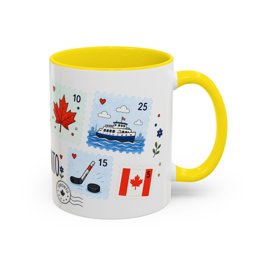 Toronto Coffee Mug | Postage Stamp Collage Mug | Travel Souvenir Accent Cup 11oz 15oz