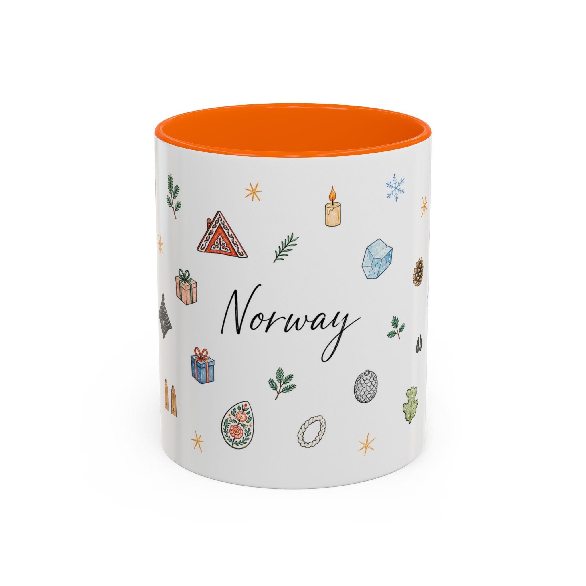 Norway Christmas Mug | Watercolor Travel Souvenir | Holiday Gift | Accent Ceramic Coffee Cup 11oz 15oz