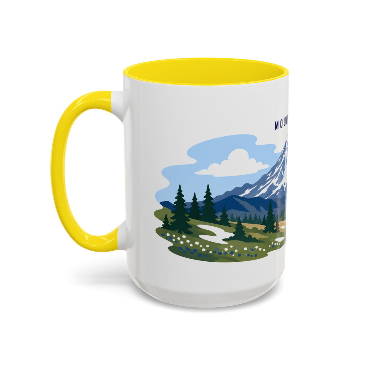 Mount Rainier National Park Coffee Mug | Solid Color Block Park Souvenir | 11oz 15oz Accent Mug