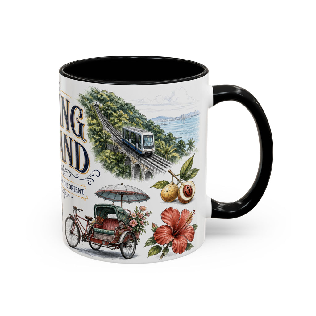 Penang Island Coffee Mug | Malaysia Travel Souvenir | Vintage Illustrated City Gift | 11 oz 15 oz Accent Mug