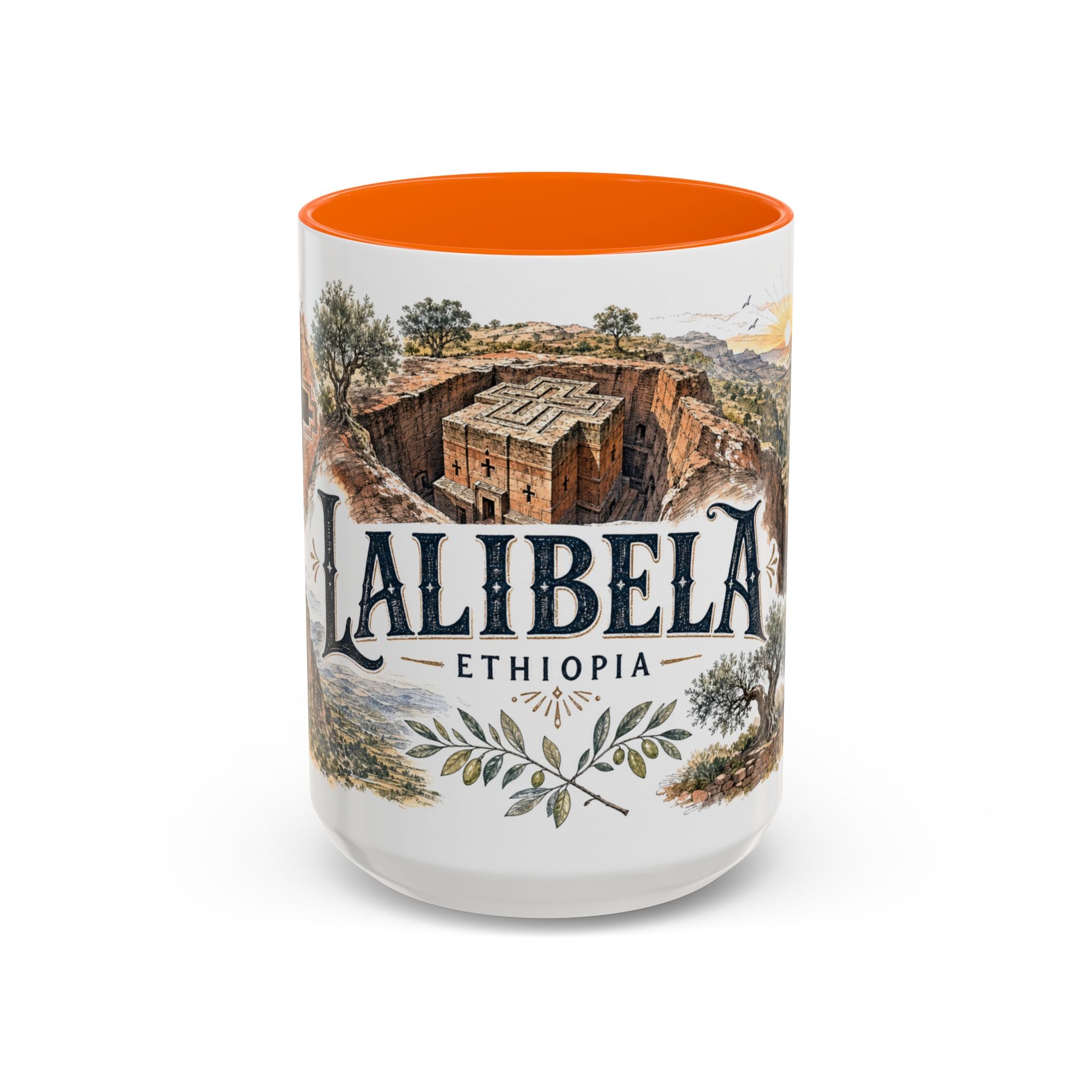 Lalibela Mug, Ethiopia Travel Souvenir, Bucket List Gift, Accent Ceramic Coffee Mug 11oz 15oz