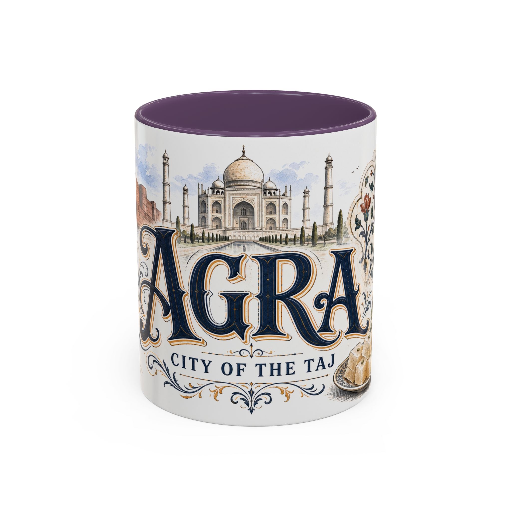 Agra Coffee Mug | India Travel Souvenir | Vintage Illustrated City Gift | 11 oz 15 oz Accent Mug