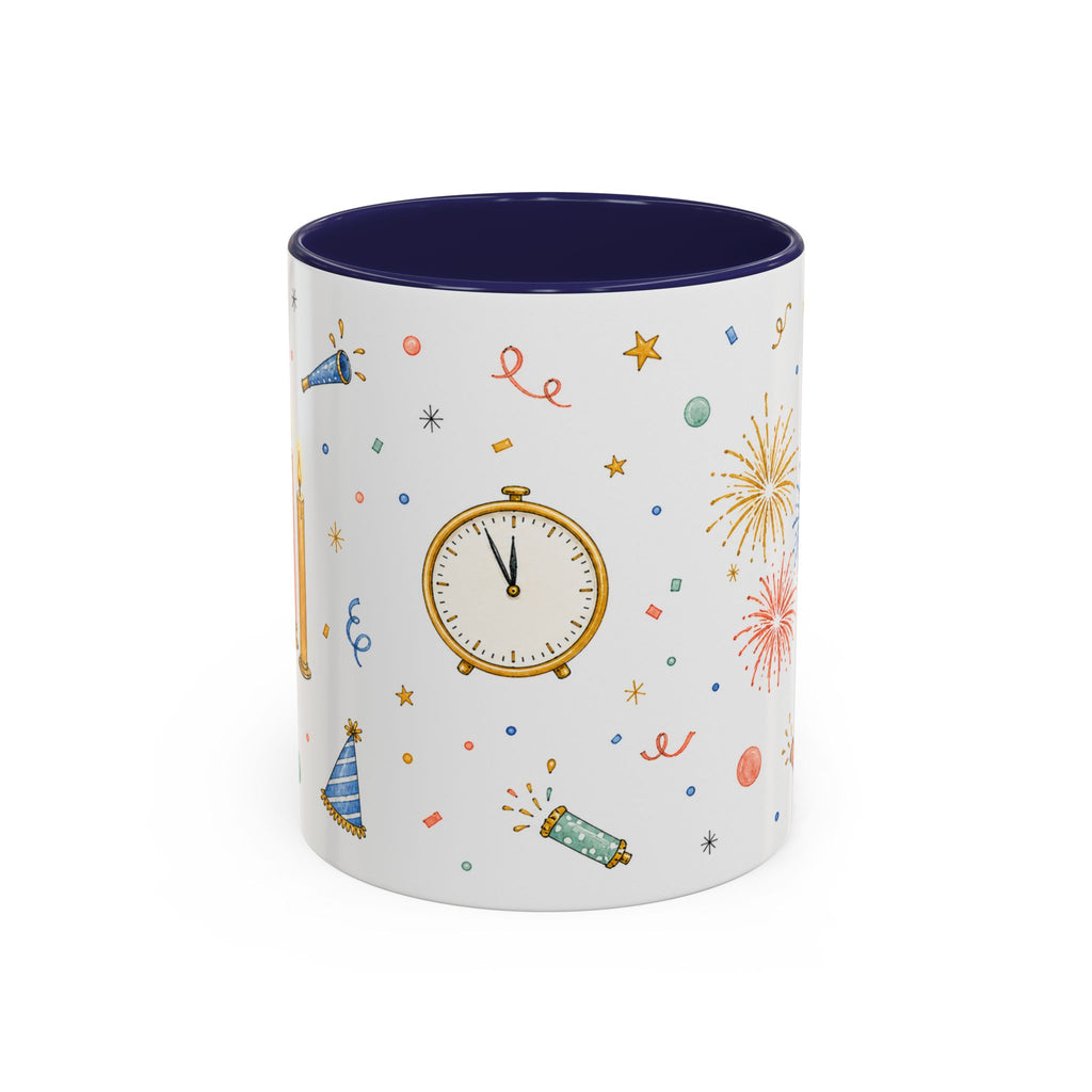 New Year Midnight Mug | Candle Firework Watercolor Party Gift | Accent Cup 11oz 15oz