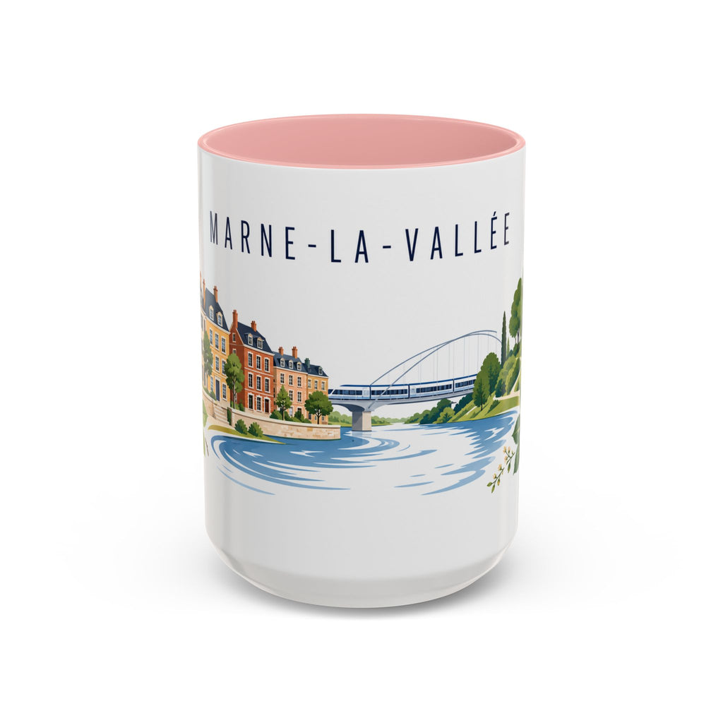 Marne-La-Vallée Coffee Mug | France Travel Souvenir | Porcelain Decal City Gift | 11oz 15oz Accent Mug