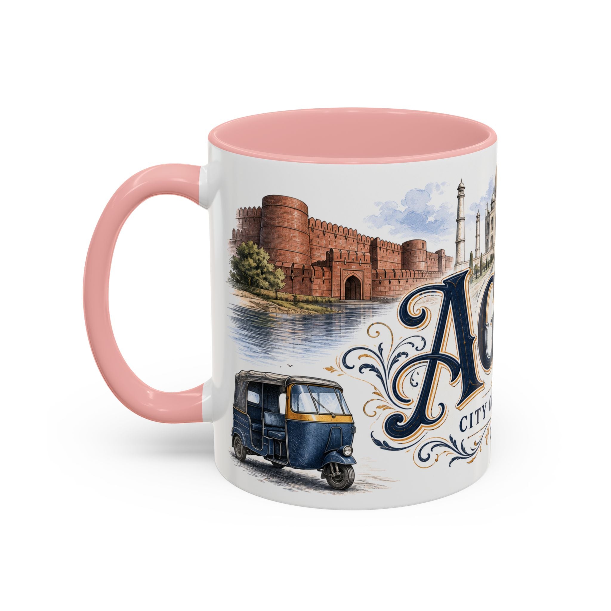 Agra Coffee Mug | India Travel Souvenir | Vintage Illustrated City Gift | 11 oz 15 oz Accent Mug