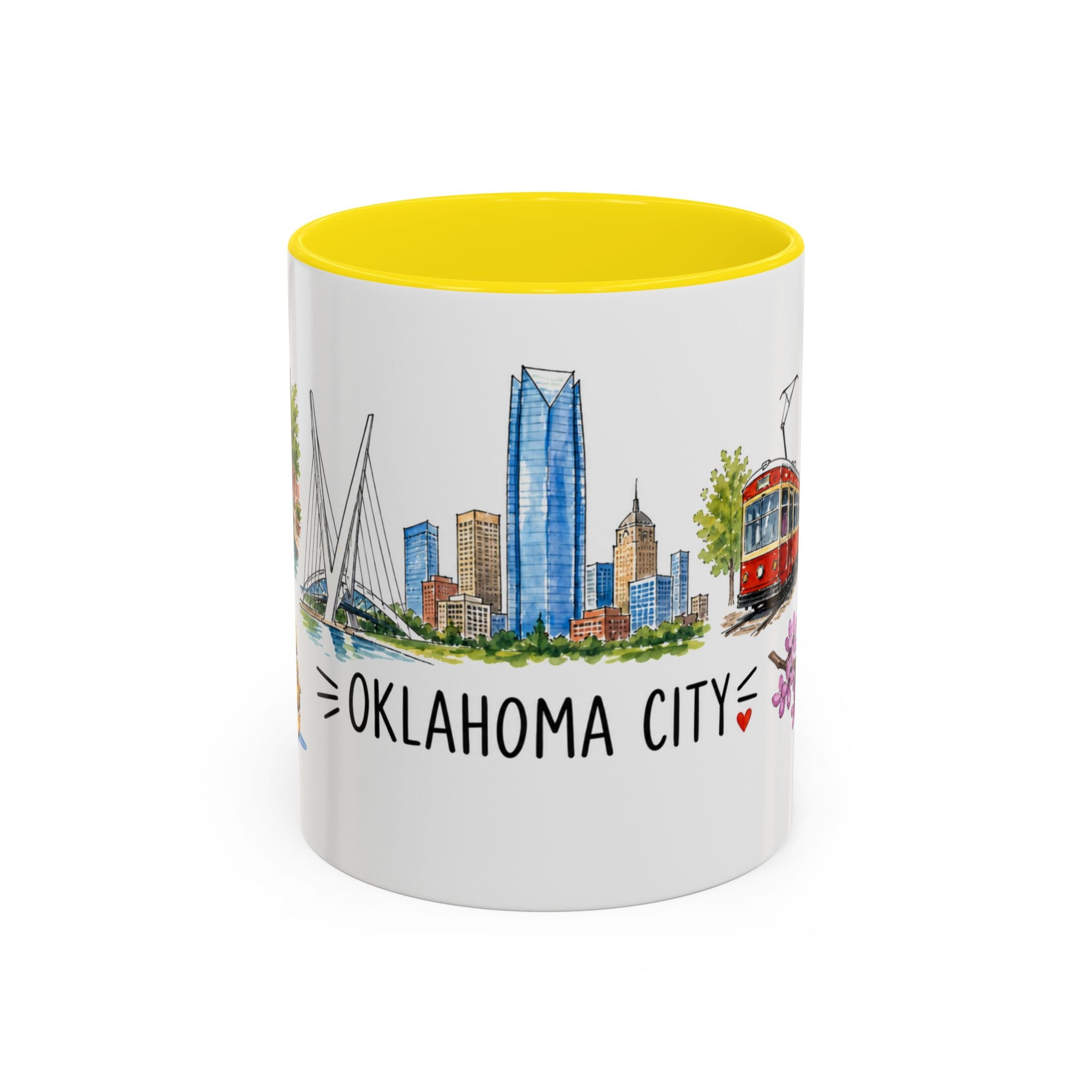 Oklahoma City Illustrated Travel Mug | City Souvenir Accent Coffee Mug | 11oz 15oz Ceramic Cup