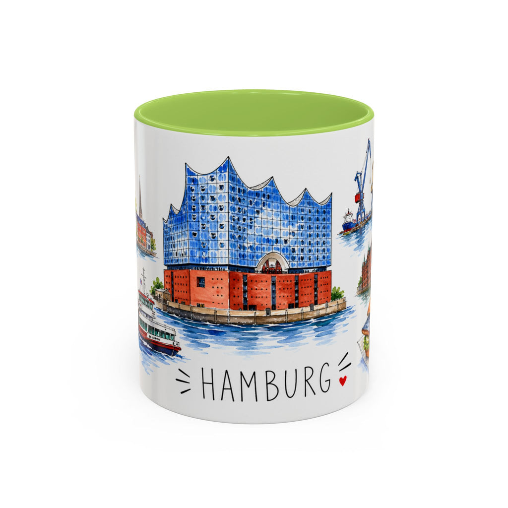 Hamburg Illustrated Travel Mug | City Souvenir Accent Coffee Mug | 11oz 15oz Ceramic Cup