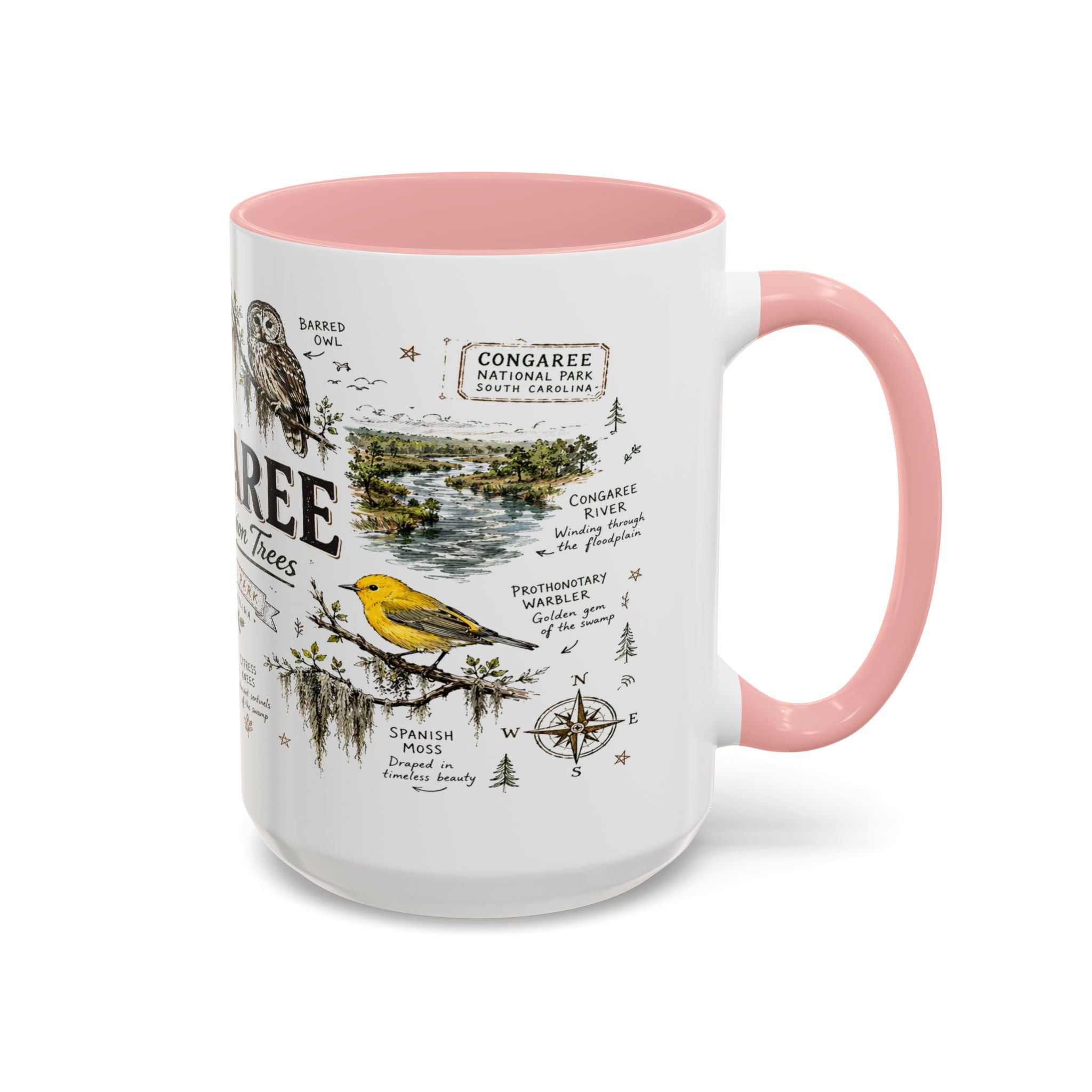 Congaree National Park Coffee Mug | South Carolina Forest Floodplain Gift | Accent Color Ceramic 11oz 15oz