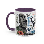 Easter Island Coffee Mug | Travel Destination Souvenir Gift | Accent Color Ceramic 11oz 15oz