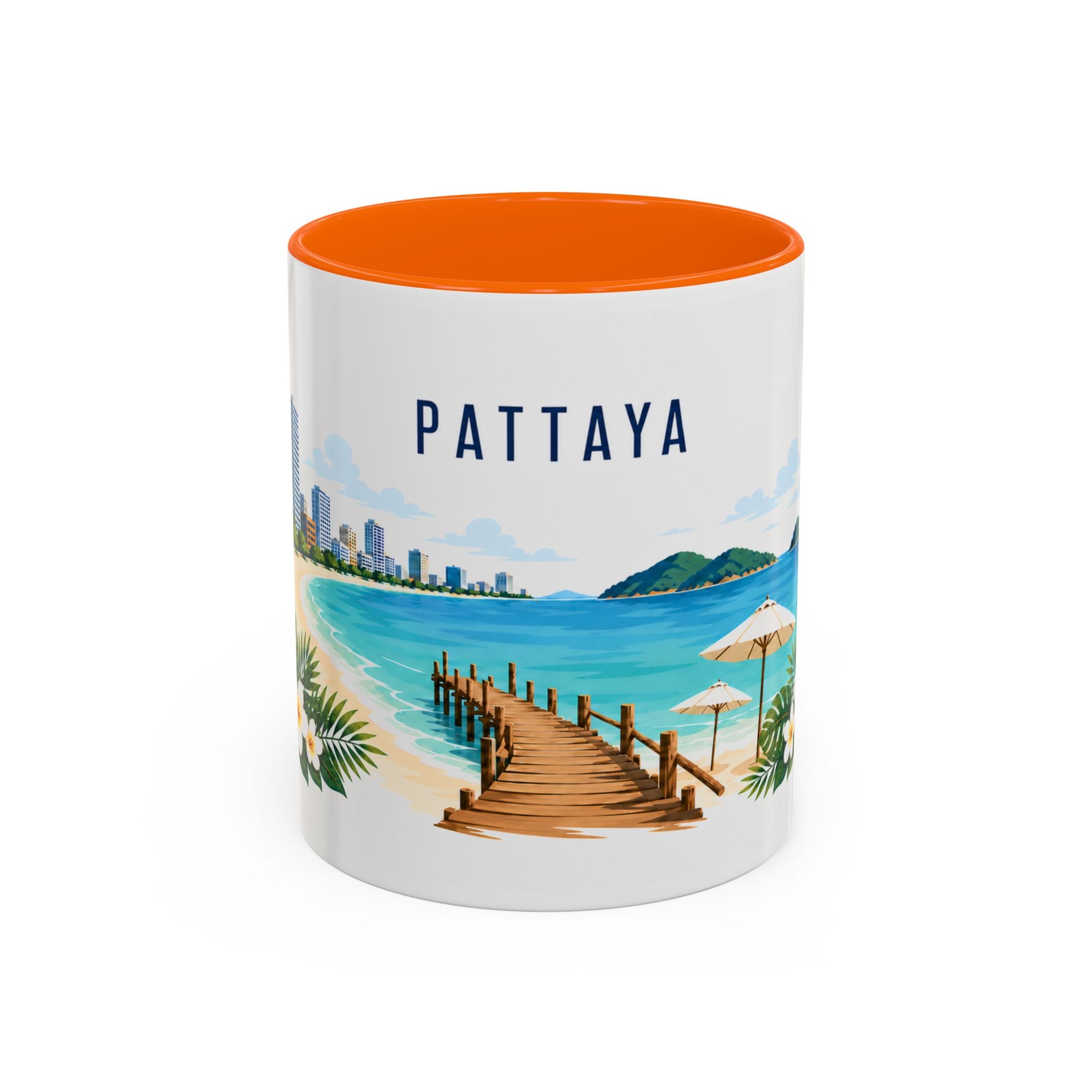 Pattaya Coffee Mug | Thailand Travel Souvenir | Porcelain Decal City Gift | 11oz 15oz Accent Mug