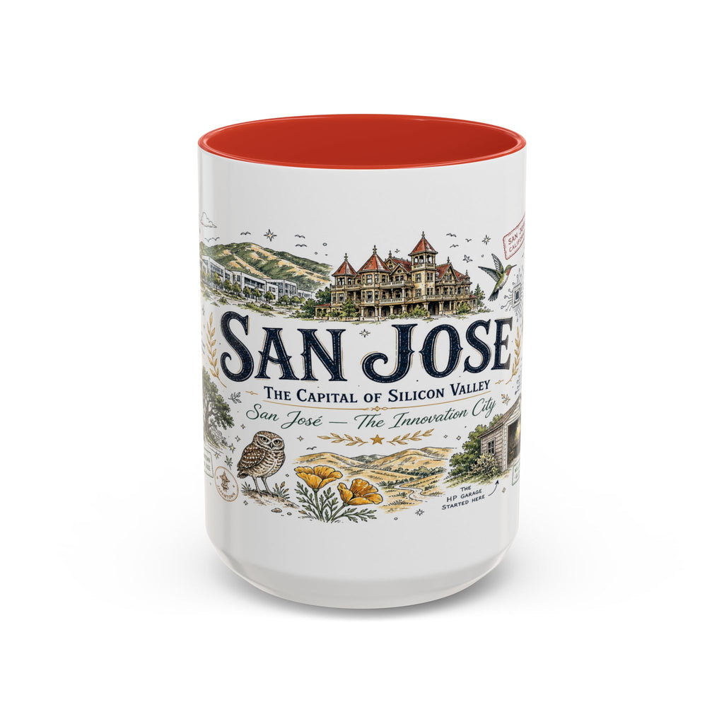 San Jose Coffee Mug | California Souvenir City Gift | Accent Color Ceramic 11oz 15oz