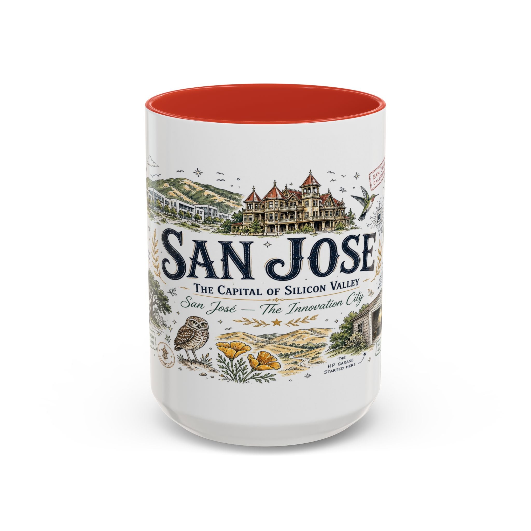 San Jose Coffee Mug | California Souvenir City Gift | Accent Color Ceramic 11oz 15oz