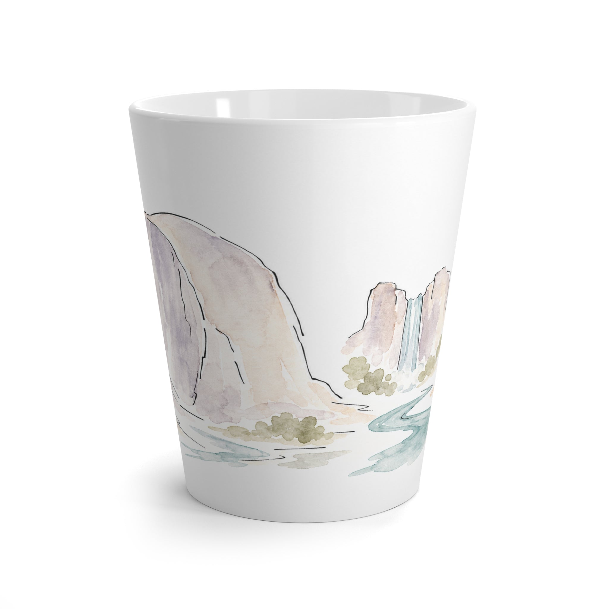 Yosemite National Park Latte Mug | Pastel Watercolor Nature Coffee Cup | 12 oz Travel Souvenir Gift