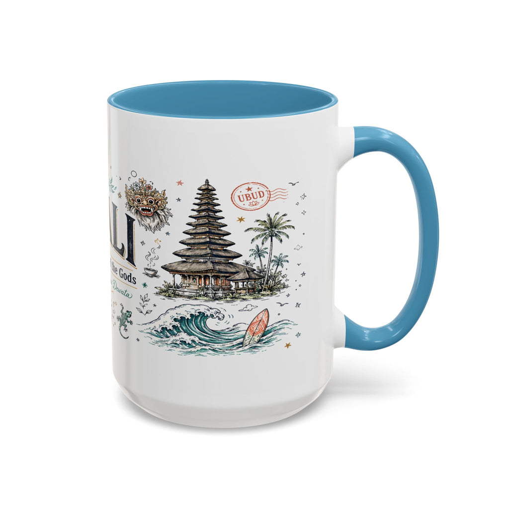 Bali Coffee Mug | Indonesia Souvenir Travel Gift | Accent Color Ceramic 11oz 15oz