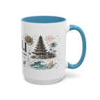 Bali Coffee Mug | Indonesia Souvenir Travel Gift | Accent Color Ceramic 11oz 15oz