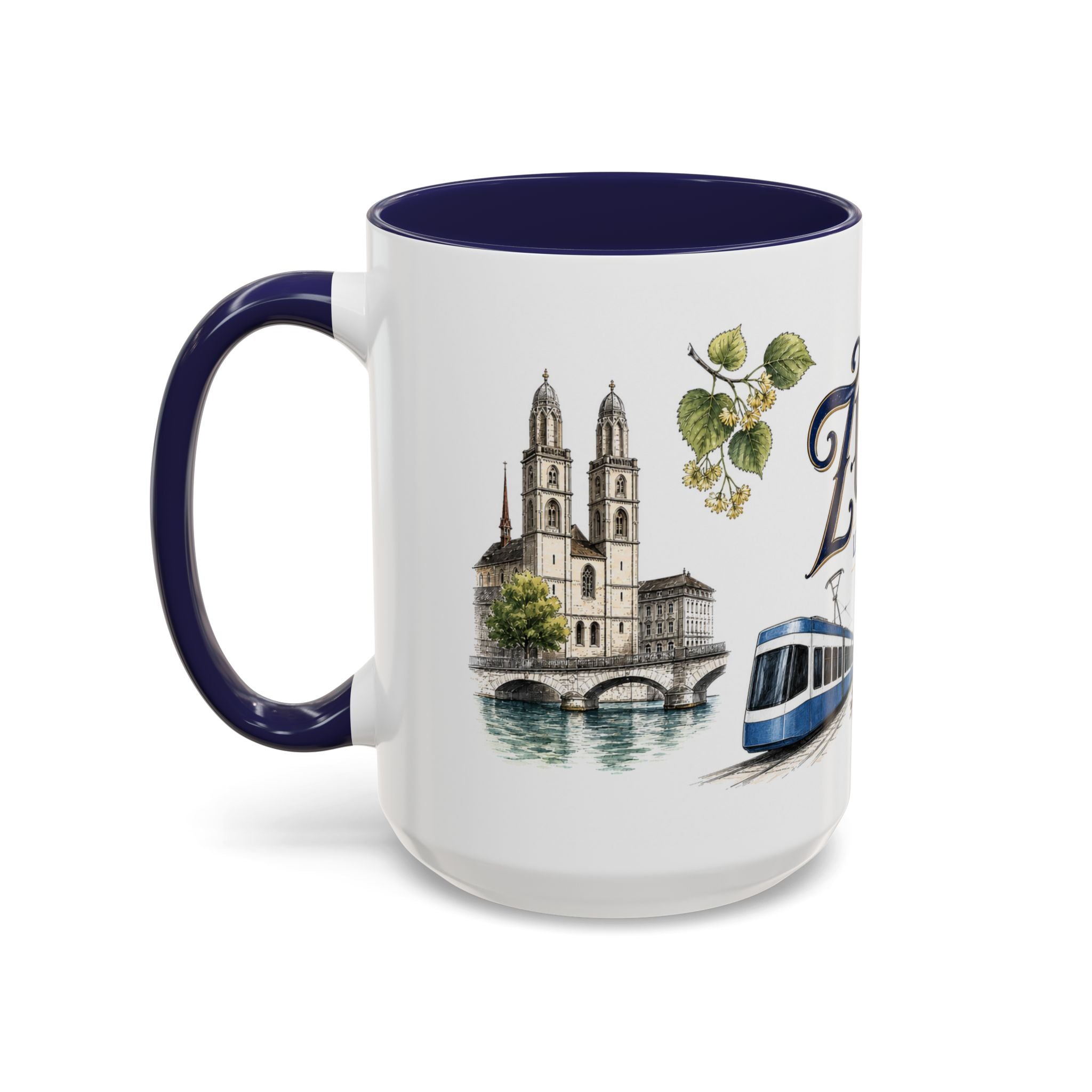 Zurich Coffee Mug | Switzerland Travel Souvenir | Vintage Illustrated City Gift | 11 oz 15 oz Accent Mug