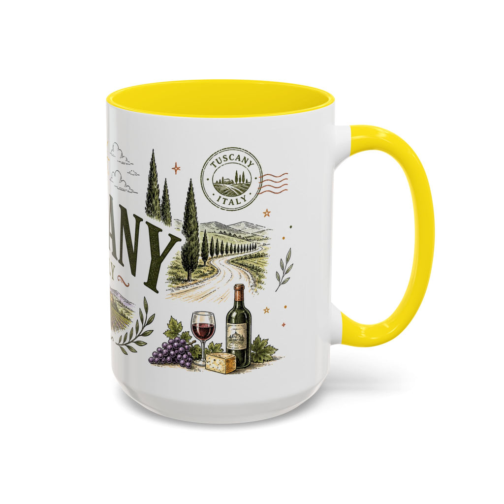 Tuscany Coffee Mug | Travel Destination Souvenir Gift | Accent Color Ceramic 11oz 15oz