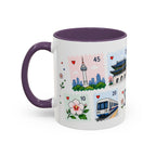 Seoul Coffee Mug | Postage Stamp Collage Mug | Travel Souvenir Accent Cup 11oz 15oz