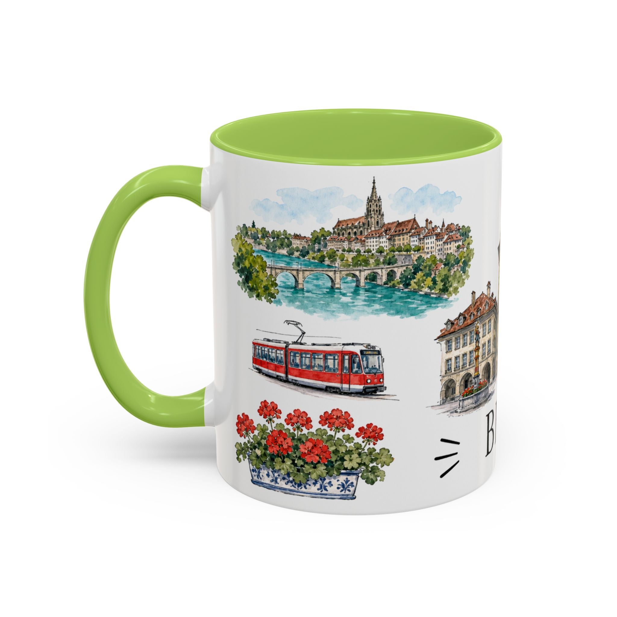 Bern Illustrated Travel Mug | City Souvenir Accent Coffee Mug | 11oz 15oz Ceramic Cup