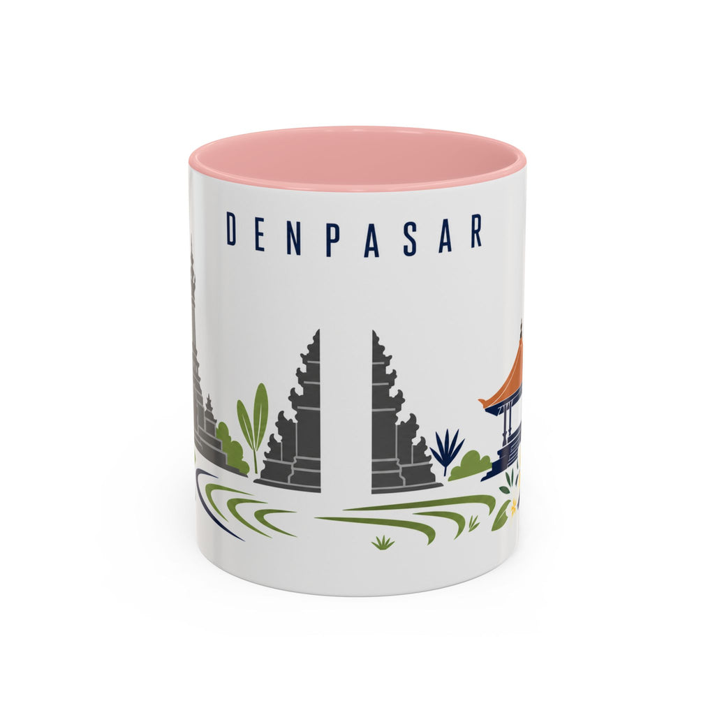 Denpasar Coffee Mug | Indonesia Travel Souvenir | Porcelain Decal City Gift | 11oz 15oz Accent Mug