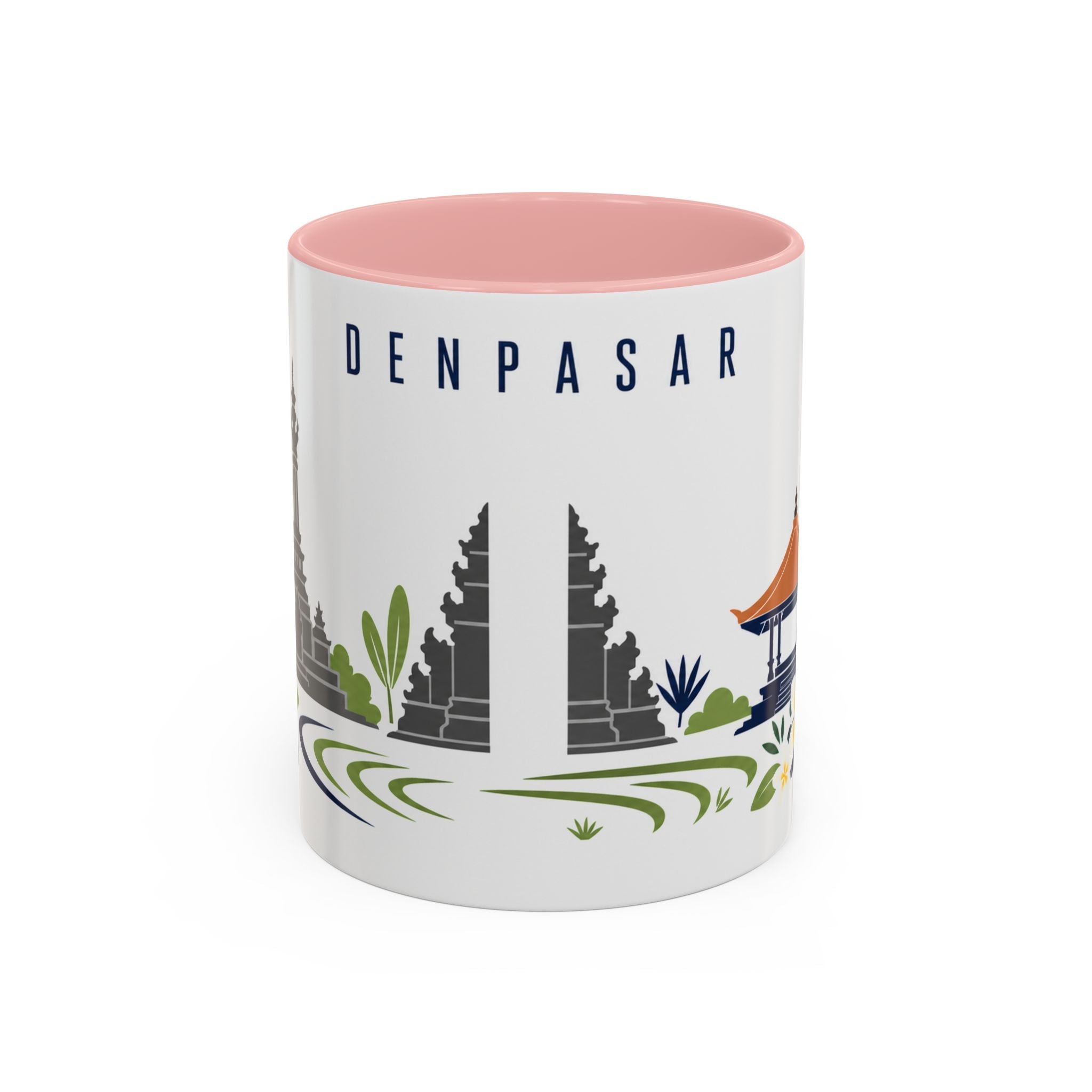 Denpasar Coffee Mug | Indonesia Travel Souvenir | Porcelain Decal City Gift | 11oz 15oz Accent Mug