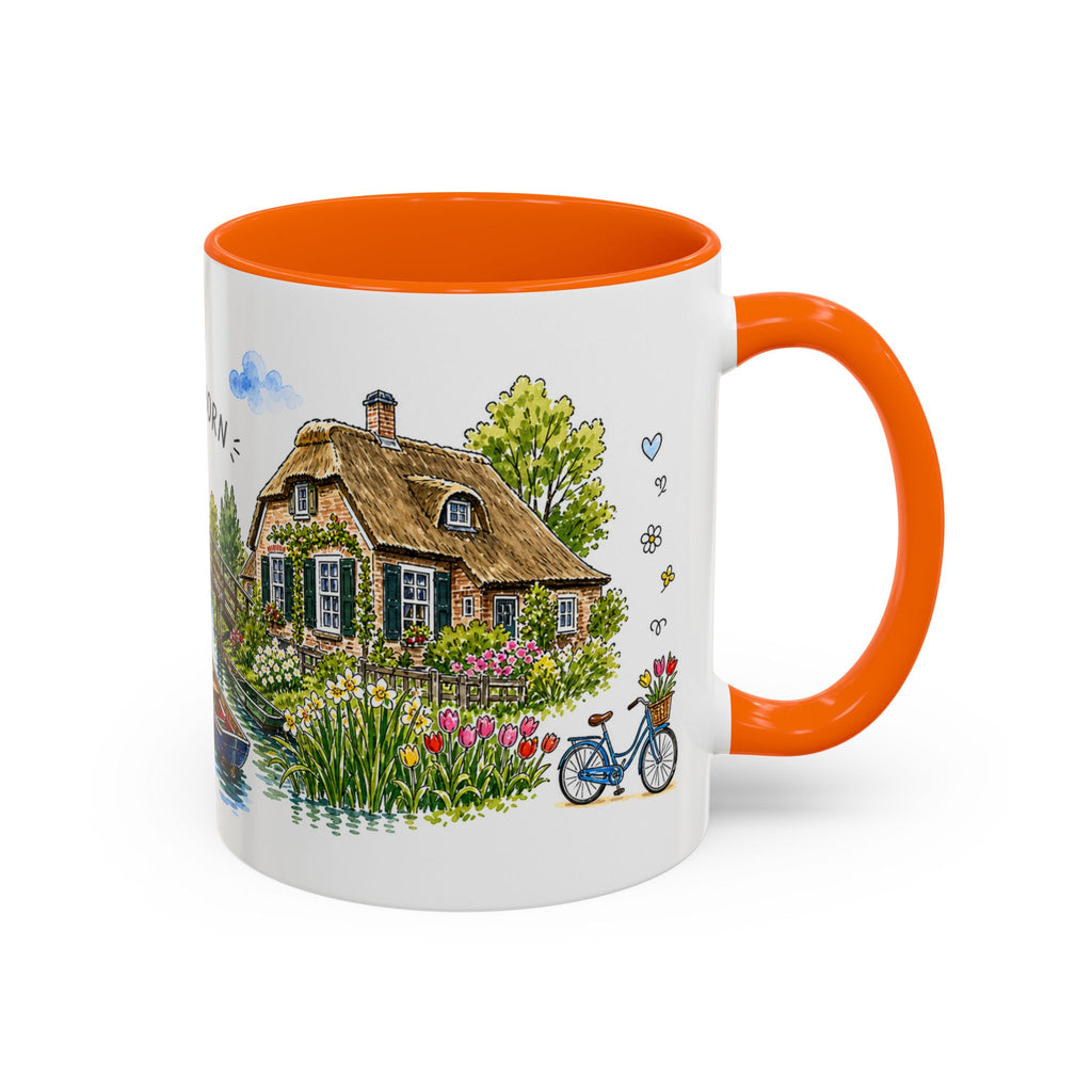 Giethoorn Illustrated Travel Mug | Netherlands Souvenir Accent Coffee Mug | 11oz 15oz Ceramic Cup