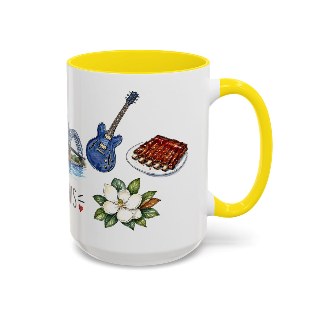 Memphis Illustrated Travel Mug | City Souvenir Accent Coffee Mug | 11oz 15oz Ceramic Cup