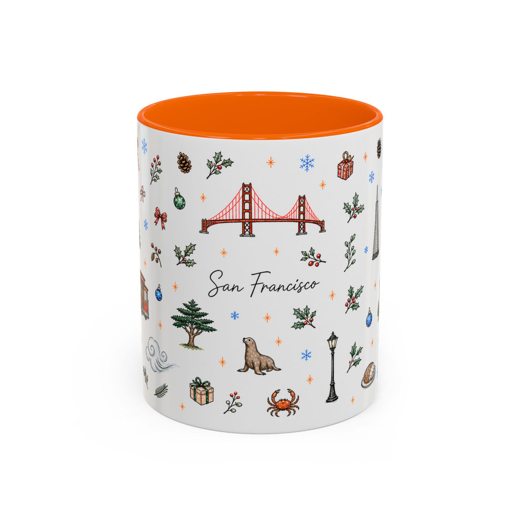 San Francisco Christmas Mug | Watercolor City Souvenir | Ceramic Coffee Cup