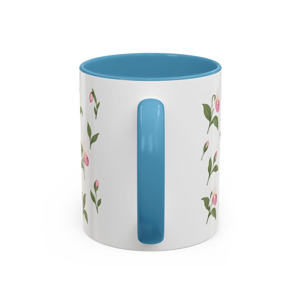 Minnesota Pink and White Lady Slipper Mug, State Flower Floral Coffee Cup, 11oz Botanical Gift