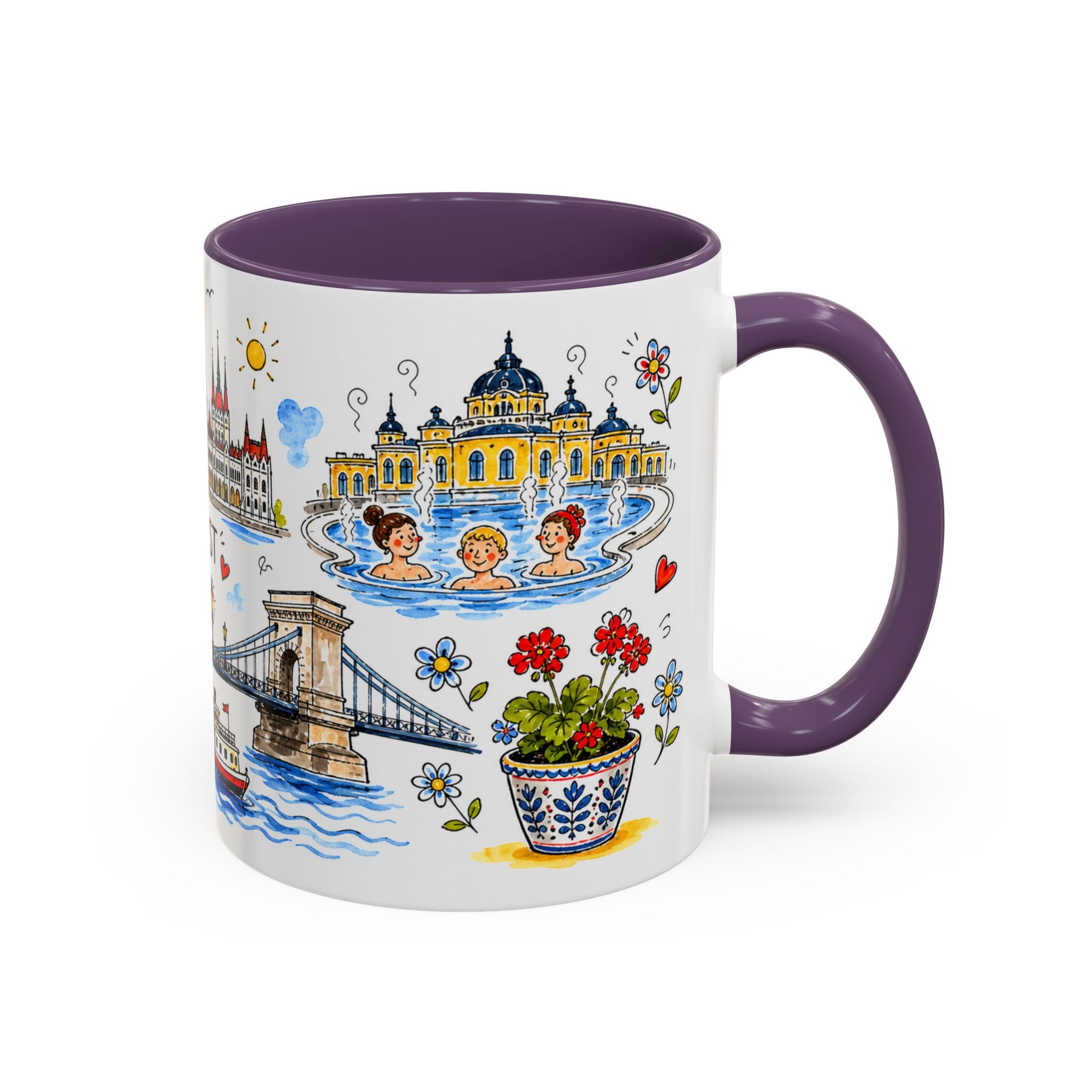 Budapest Travel Mug | European City Souvenir Accent Coffee Mug | 11oz 15oz Ceramic Cup