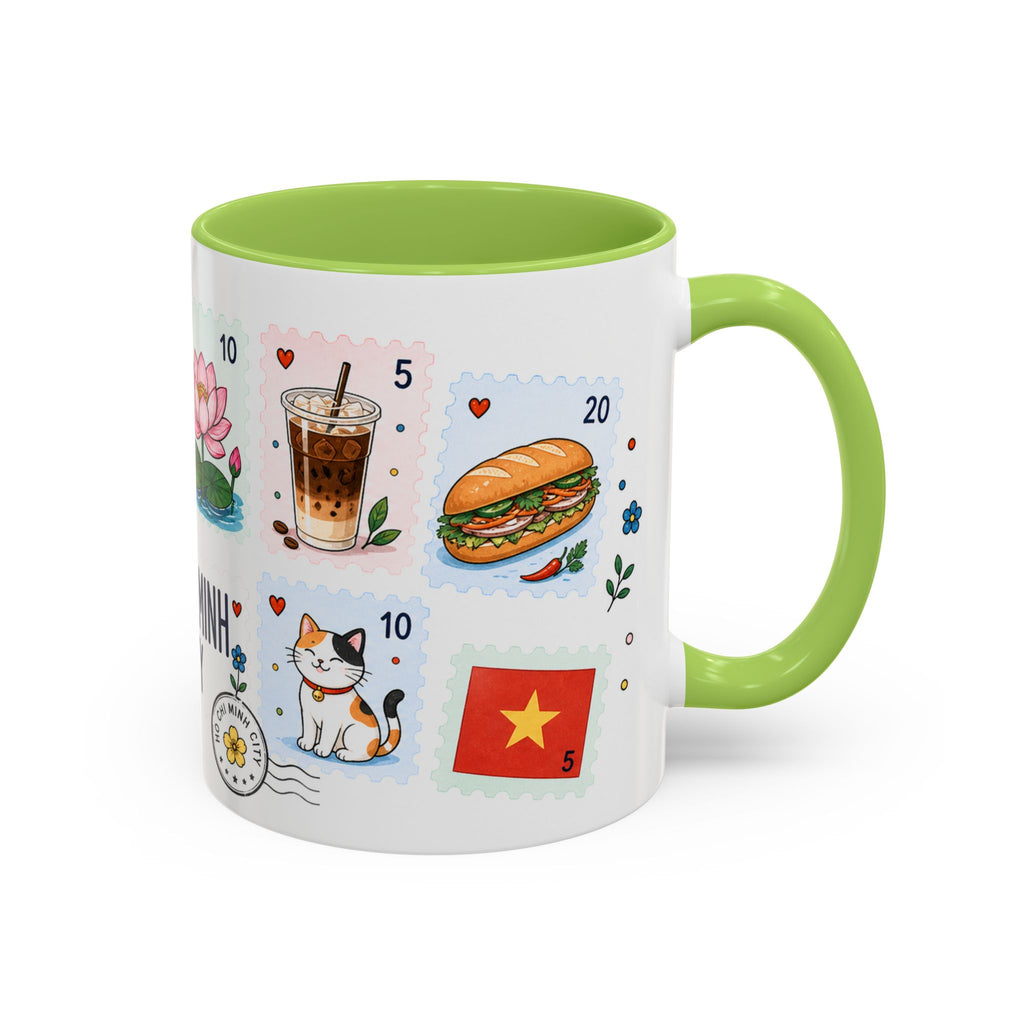 Ho Chi Minh City Coffee Mug | Postage Stamp Collage Mug | Travel Souvenir Accent Cup 11oz 15oz