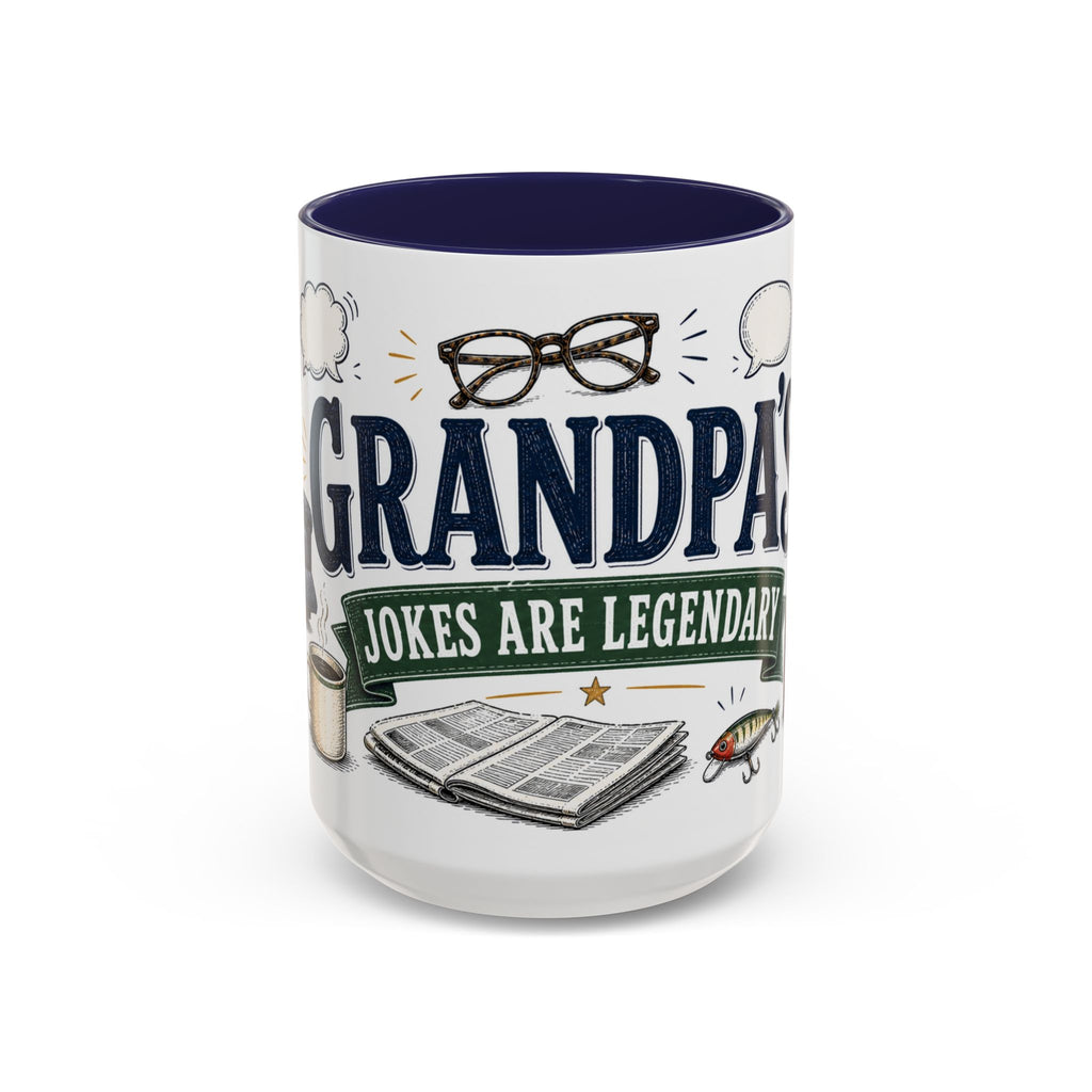 Grandpa's Jokes Are Legendary Coffee Mug | Funny Gift From Grandkids | Accent Ceramic 11oz 15oz