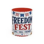 Freedom Fest Coffee Mug | Grill Chill Fireworks 4th of July | Accent Color Ceramic 11oz 15oz