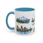 Portland Illustrated Travel Mug | City Souvenir Accent Coffee Mug | 11oz 15oz Ceramic Cup