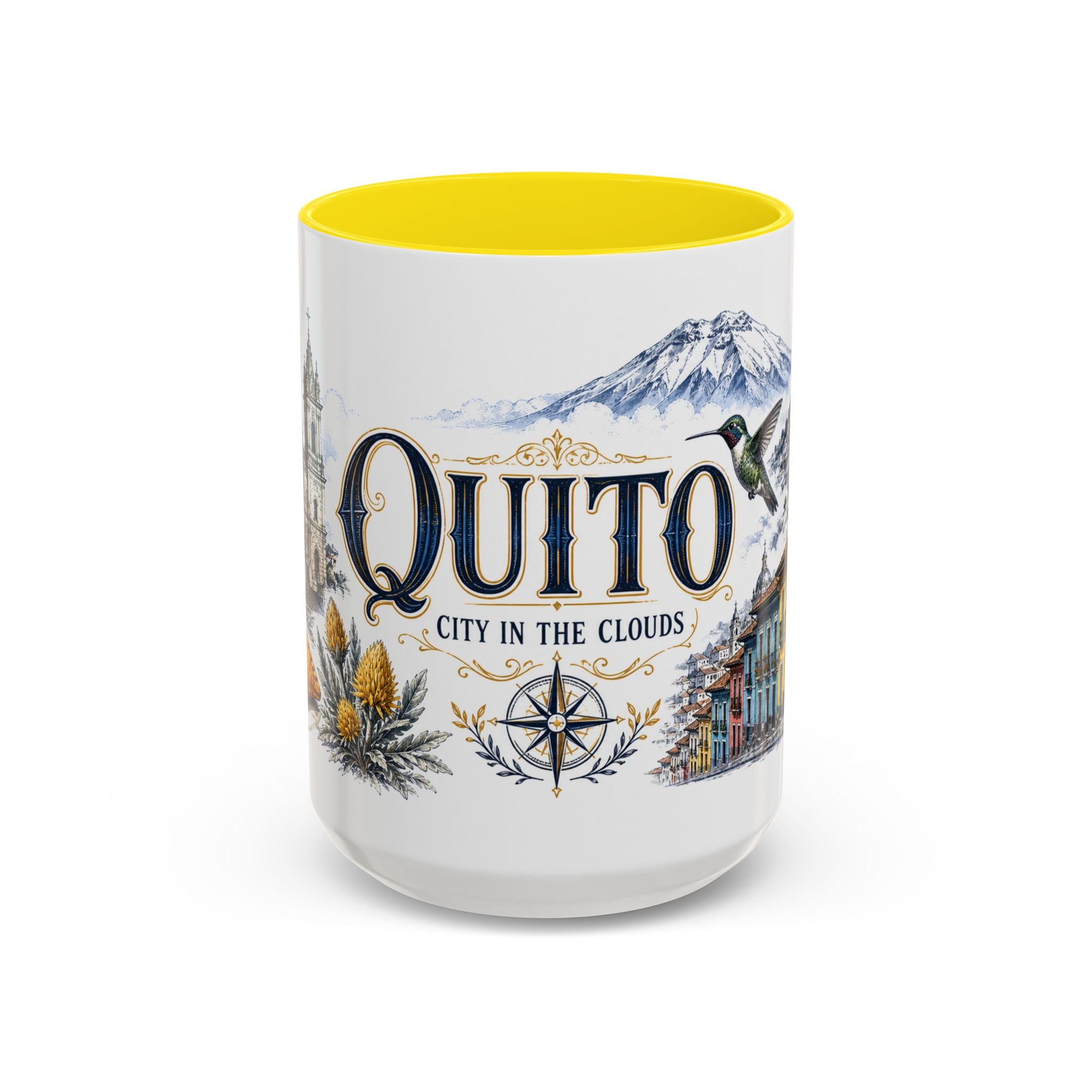 Quito Coffee Mug | Ecuador Travel Souvenir | Vintage Illustrated City Gift | 11 oz 15 oz Accent Mug