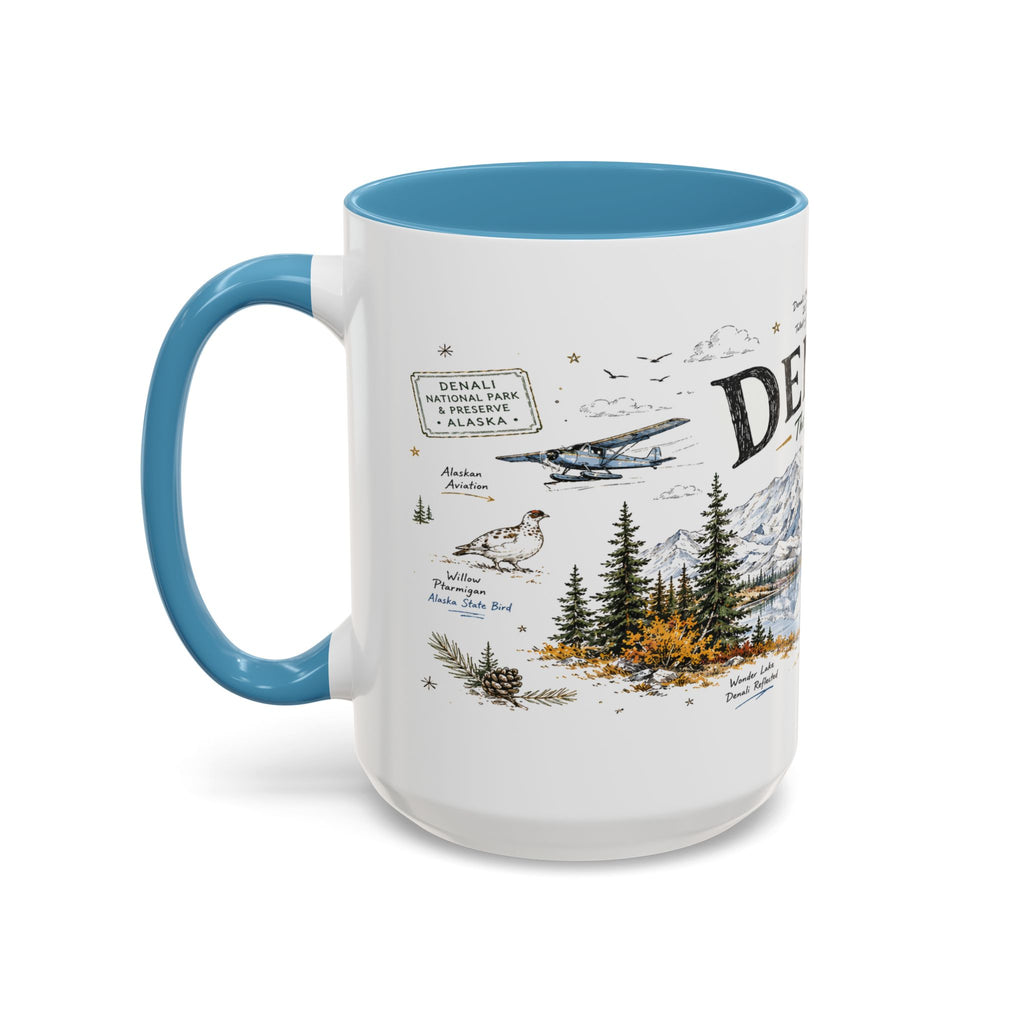 Denali National Park Coffee Mug | Alaska National Park Hiking Gift | Accent Color Ceramic 11oz 15oz