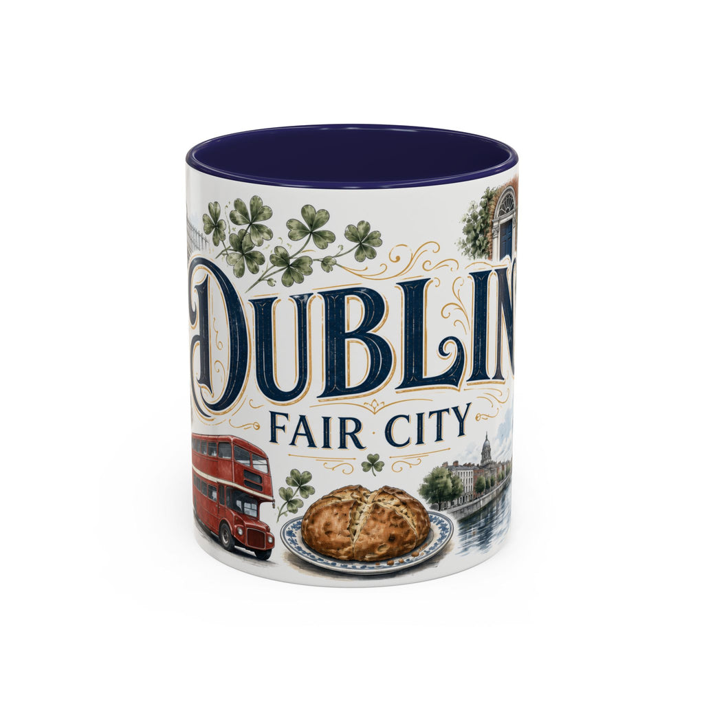 Dublin Coffee Mug | Ireland Travel Souvenir | Vintage Illustrated City Gift | 11 oz 15 oz Accent Mug
