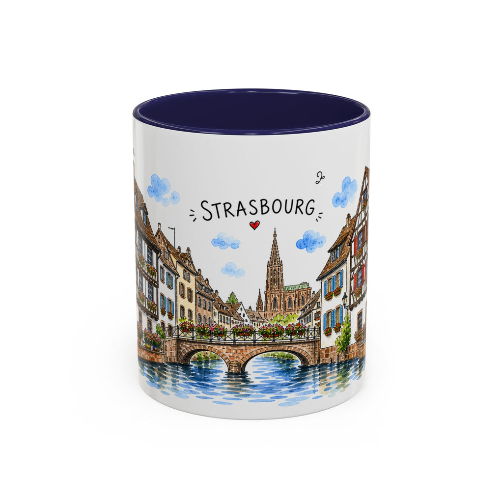 Strasbourg Illustrated Travel Mug | France Souvenir Accent Coffee Mug | 11oz 15oz Ceramic Cup