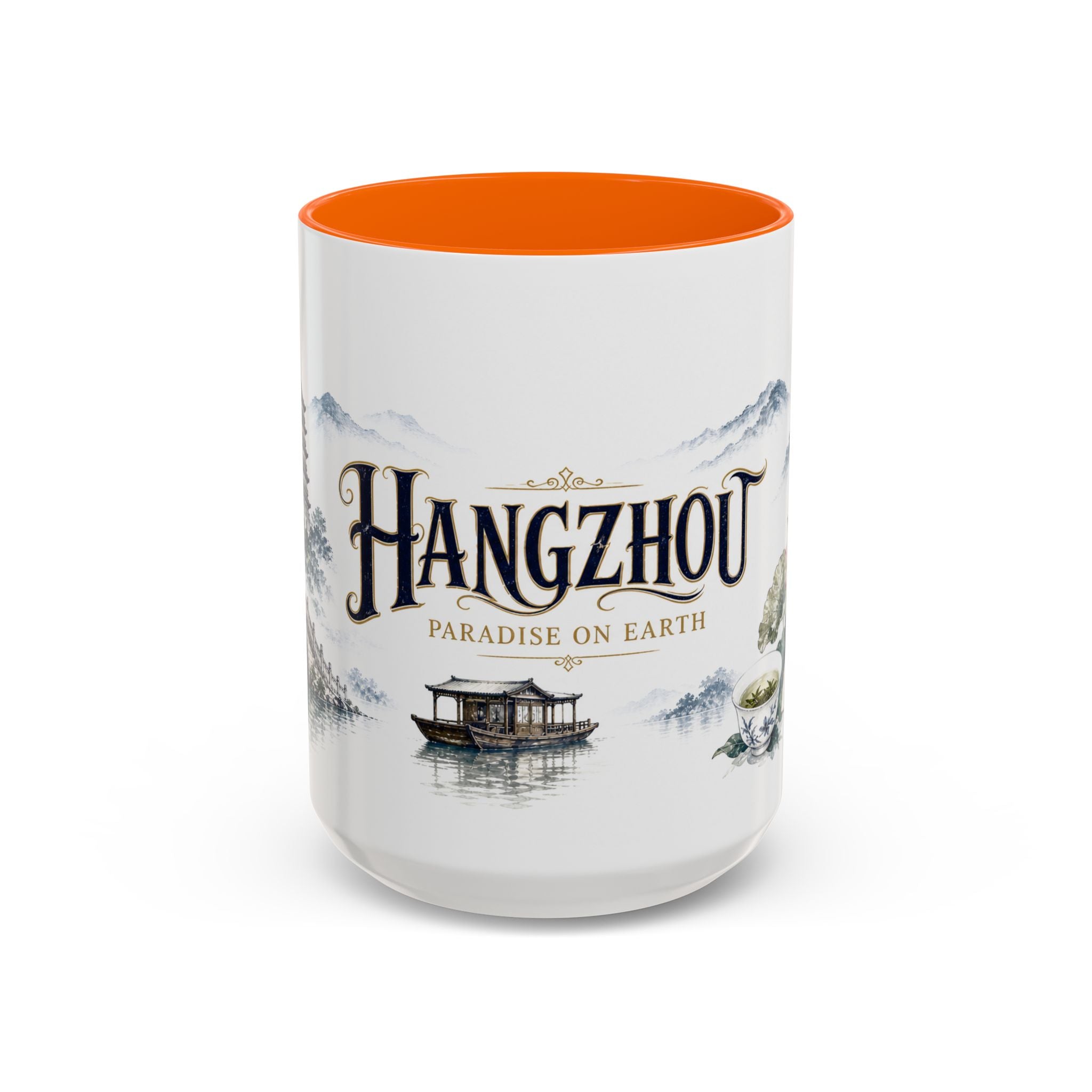 Hangzhou Coffee Mug | China Travel Souvenir | Vintage Illustrated City Gift | 11 oz 15 oz Accent Mug