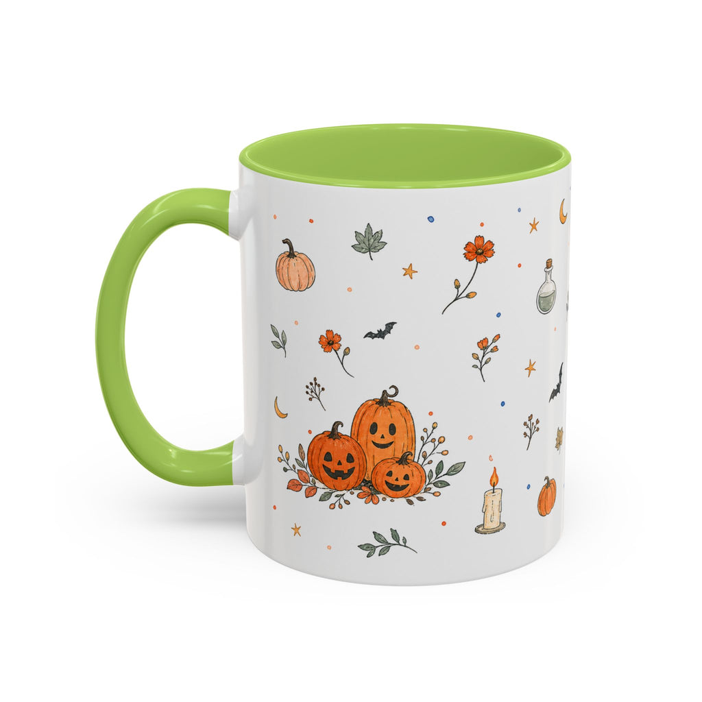 Friendly Ghost Halloween Mug | Pumpkin Flower Watercolor Gift | Accent Cup 11oz 15oz