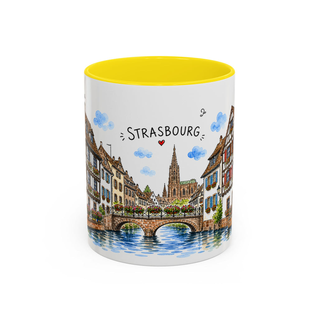 Strasbourg Illustrated Travel Mug | France Souvenir Accent Coffee Mug | 11oz 15oz Ceramic Cup